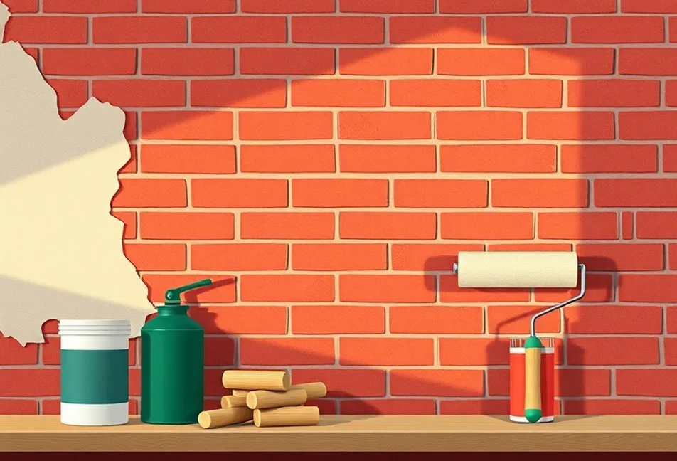 Outils de peinture disposés dans l'ordre des étapes du chantier